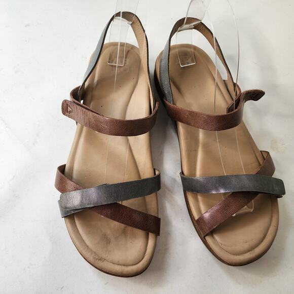Abeo Kai Sandals 9.5 NEUTRAL Leather Strappy Slingback Comfort Shoes - Picture 2 of 6